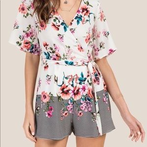 Floral Striped Romper